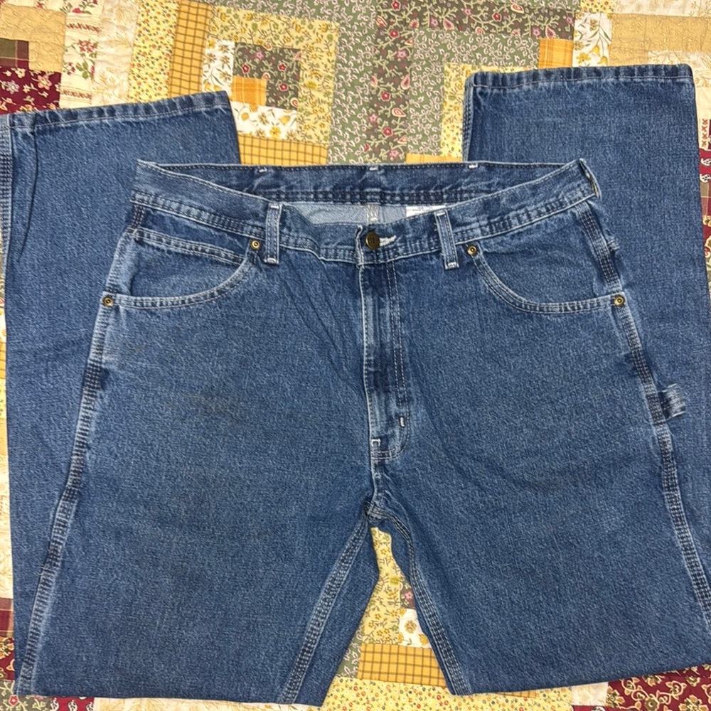 KEY Men's Cotton Painter Style Classic Denim Work Jeans